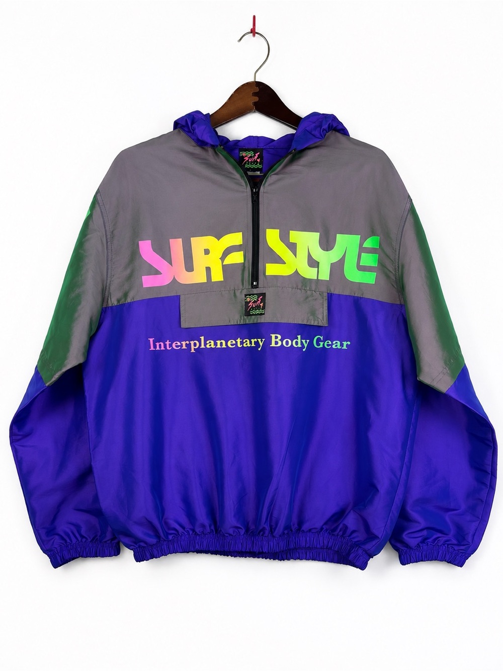 Surf Style Retro Neon Colorblock Waterproof Windbreaker Jacket Medium